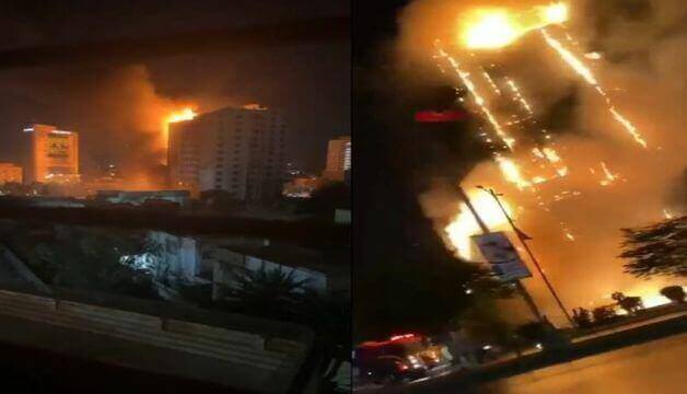 Fire Engulfs Multi-Storey Building in Shara-e-Faisal Karachi